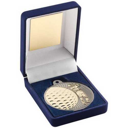  Golf Medal & Blue Velvet Box
