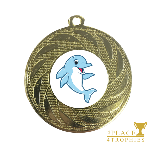 Smiling Dolphin Medal Award Swimming Free Personalised Engraving