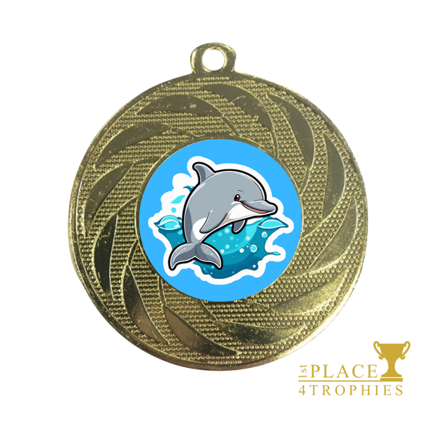 Dolphin Medal Award Swimming 5m 10m 25m 50m 100m Free Personalised Engraving