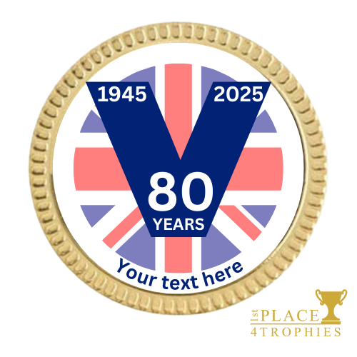 VE Day Badge Award 80th Anniversary Free Personalised Engraving Celebration Commemoration 