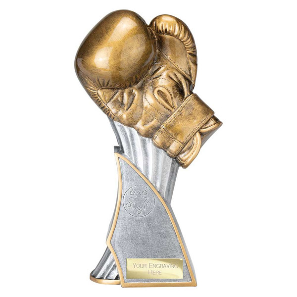 Boxing Glove Trophy Total KO Resin Award Antique Silver
