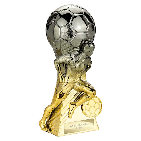 Trailblazer Female Football Award Custom Club Logo & Engraving Gun Metal & Gold Trophy