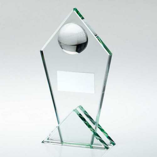 Cricket Award Jade Glass Pointed Plaque Personalised Engraving