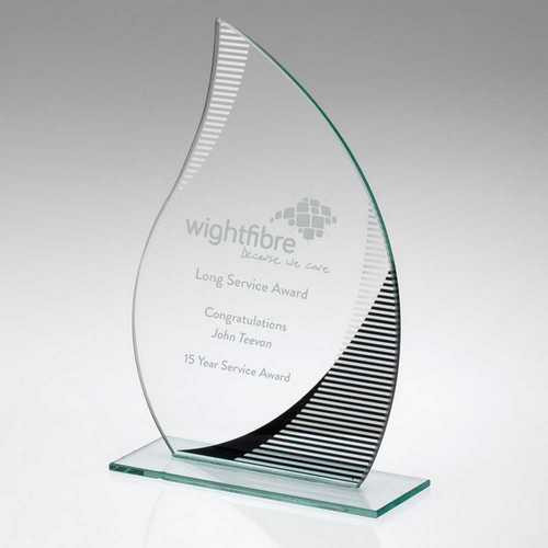 Long Service Award Jade Glass Flame Laser Engraving 