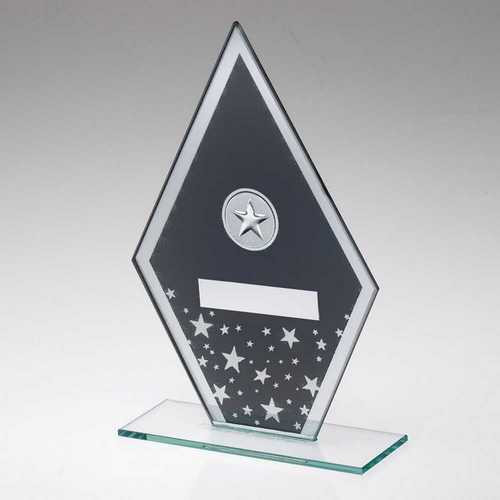 Silver Printed Glass Diamond Award 6.5" Corporate School Business Trophy