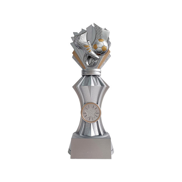 Football Award Facet Silver Resin Trophy Custom Logo and Engraving at 1st Place 4 Trophies