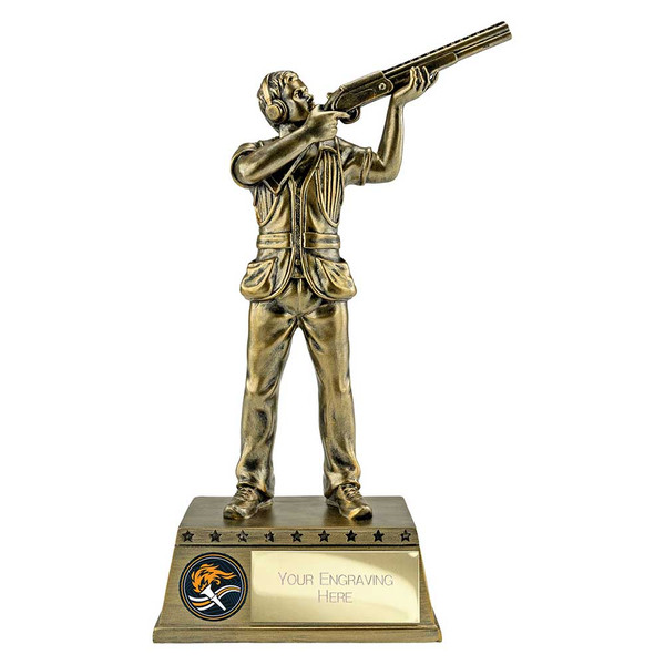 Clay Pigeon Shooting Award Male Shooter Figure Trophy