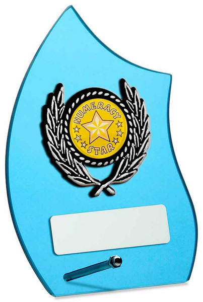 Beautiful blue glass modern any sport award squash, tennis, badminton 