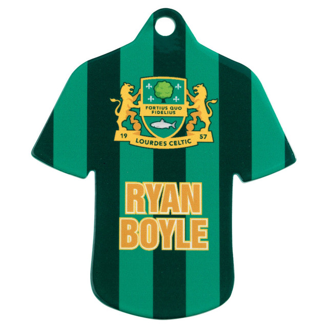 Personalised football shirt medal for a club or team