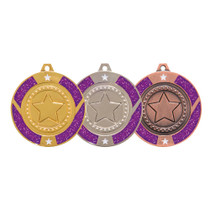 Glitter Star Purple Medals 50mm