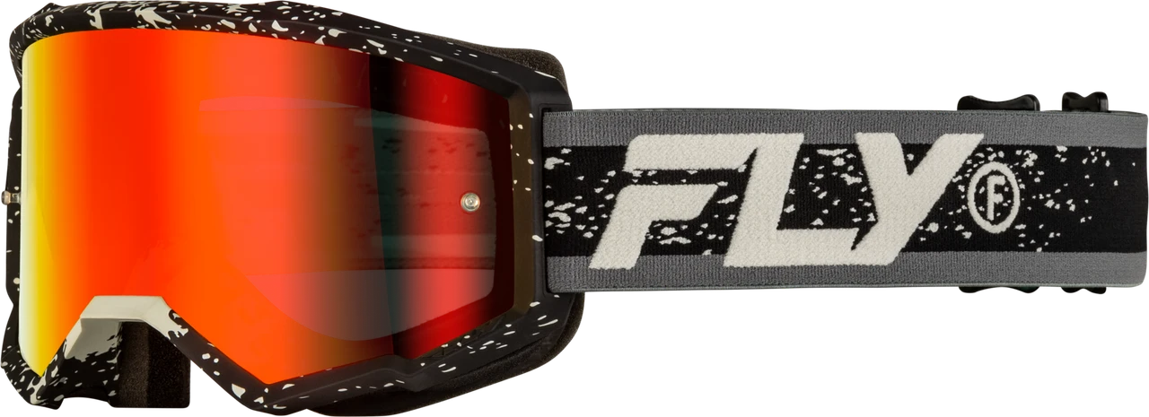 FLY RACING ZONE Goggles BLACK/GREY W/ RED MIRROR/SMOKE LENS