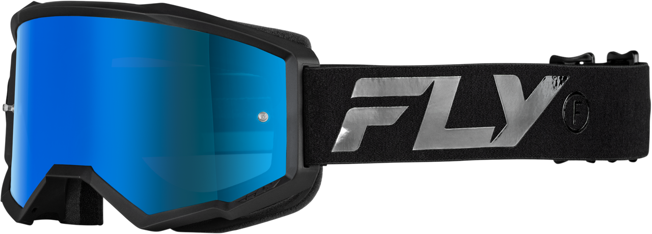 FLY RACING ZONE GOGGLE BLACK/BLACK W/ SKY BLUE MIRROR/SMOKE LENS