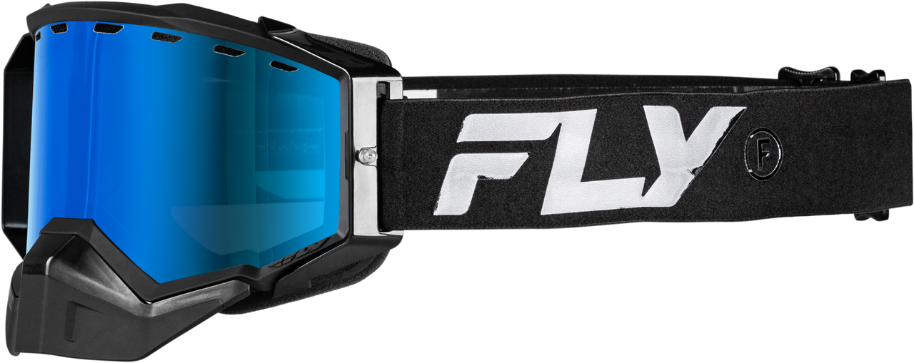 FLY RACING ZONE SNOW GOGGLE BLACK/BLACK W/SKY BLUE MIRROR/BLUE LENS