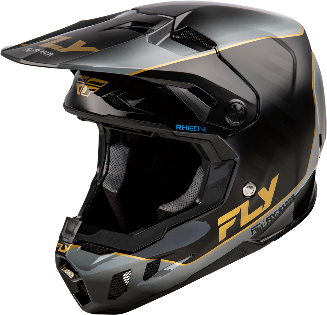 FLY RACING FORMULA CC UNDERGLOW HELMET BLACK/GREY/GOLD MD FLY RACING FORMULA CC UNDERGLOW HELMET BLACK/GREY/GOLD MD