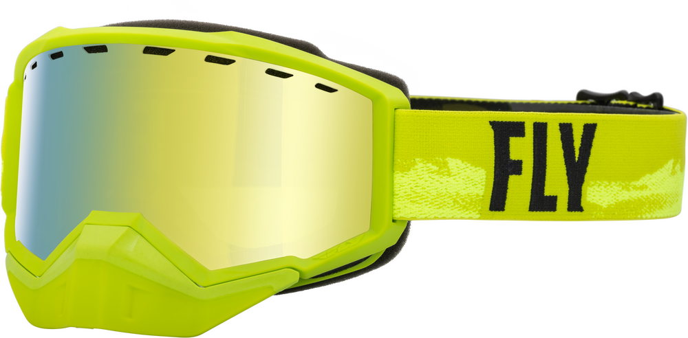 FLY RACING FOCUS SNOW GOGGLE GREEN/BLACK W/ GOLD MIRROR/YELLOW LENS 37-50082