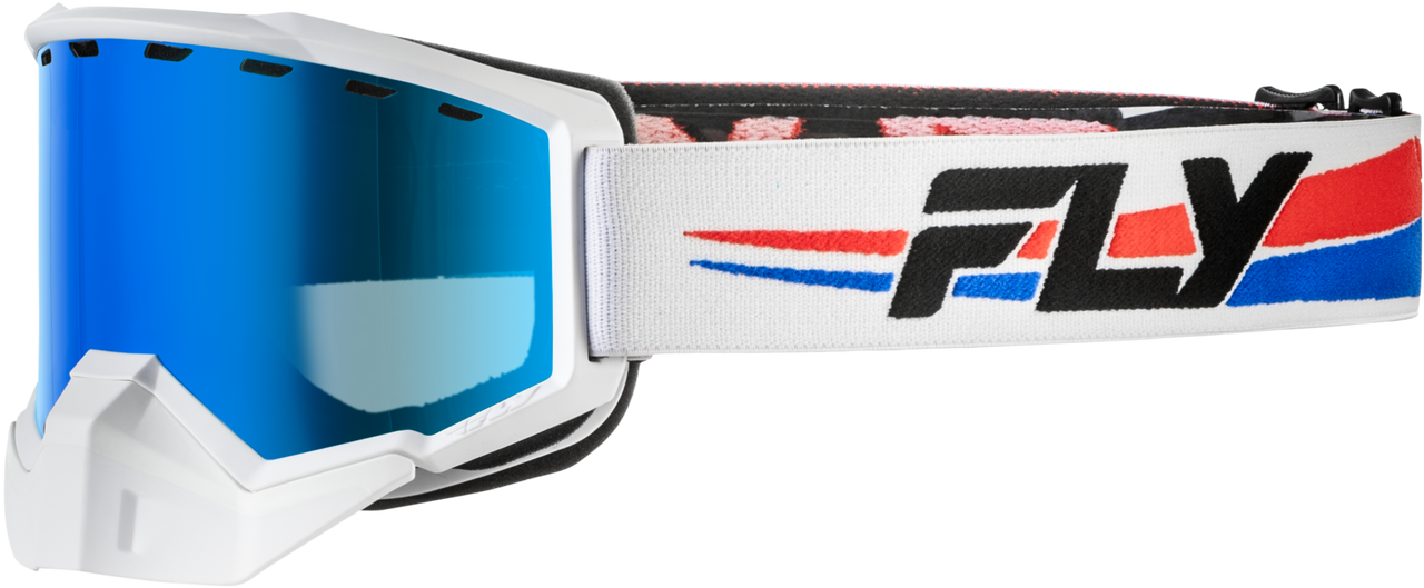 FOCUS SNOW GOGGLE WHTE/RED/BLU W/DARK BLUE MIRROR/SMOKE LENS
