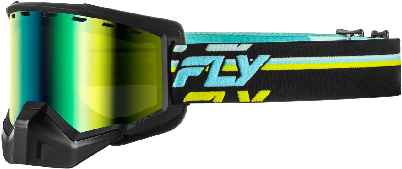 FOCUS SNOW GOGGLE BLK/HI-VIS W/GREEN MIRROR/YELLOW LENS
