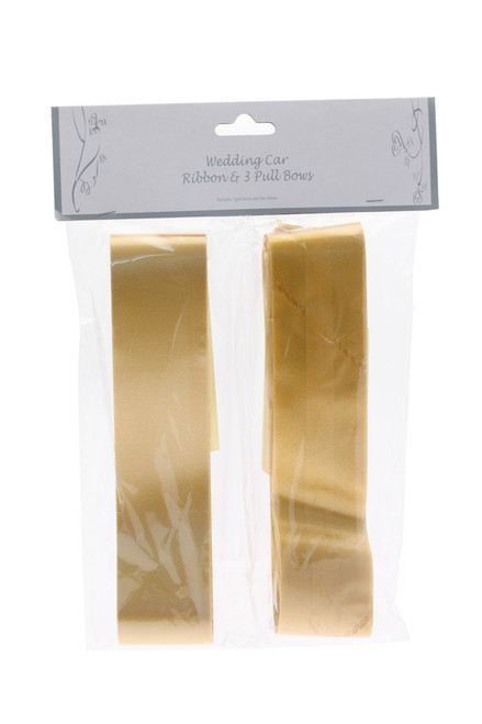 Gold Wedding Car Ribbon & 3xBows Gold Wedding Car Ribbon & 3xBows