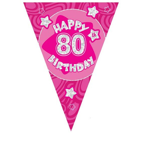 Pink Holographic 80th Banner
