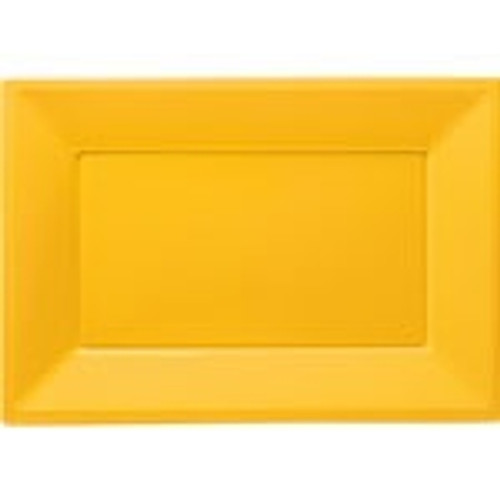Yellow Plastic Platters - Pack of 3