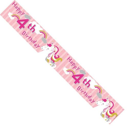 Happy 4th Birthday Unicorn Banner Happy 4th Birthday Unicorn Banner