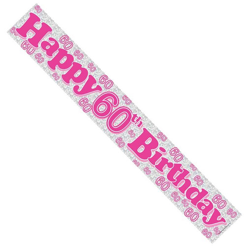 Pink 60th Birthday Banner 