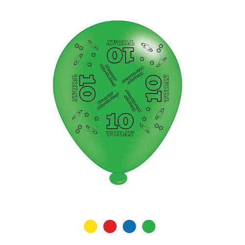 Age 10 Unisex Birthday Latex Balloons x8 Age 10 Unisex Birthday Latex Balloons x8