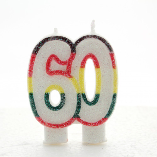 Multicoloured Age 60 Candle Multicoloured Age 60 Candle
