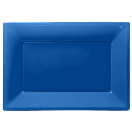 Navy Blue Plastic Platters - Pack of 3
