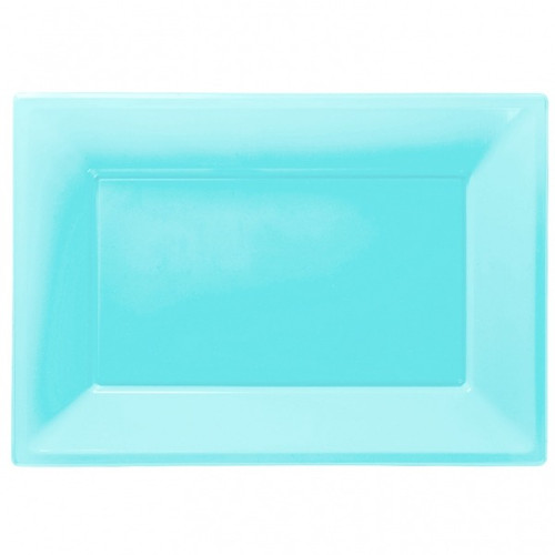 Light Blue Plastic Platters - Pack of 3