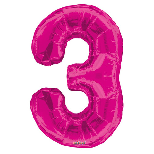 Hot Pink Foil Balloon - Age 3 Hot Pink Foil Balloon - Age 3