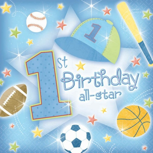 First Birthday All Star Luncheon Napkins - Pack of 36 First Birthday All Star Luncheon Napkins - Pack of 36