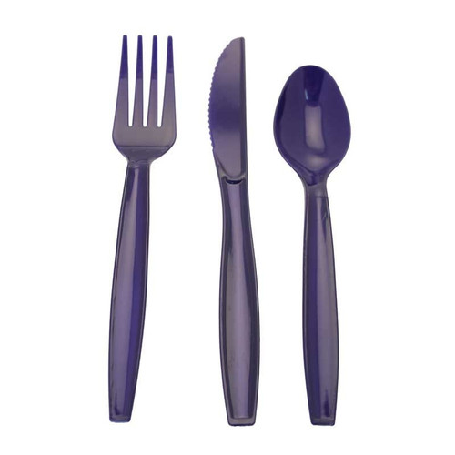 Dark Blue/ Purple Assorted Cutlery (x18) Dark Blue/ Purple Assorted Cutlery (x18)
