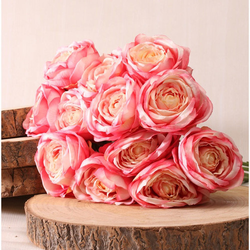 Tea Rose Bunch Pink 40cm