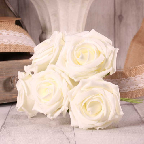 Bunch of 5 White Foam Open Tea Rose Bunch of 5 White Foam Open Tea Rose