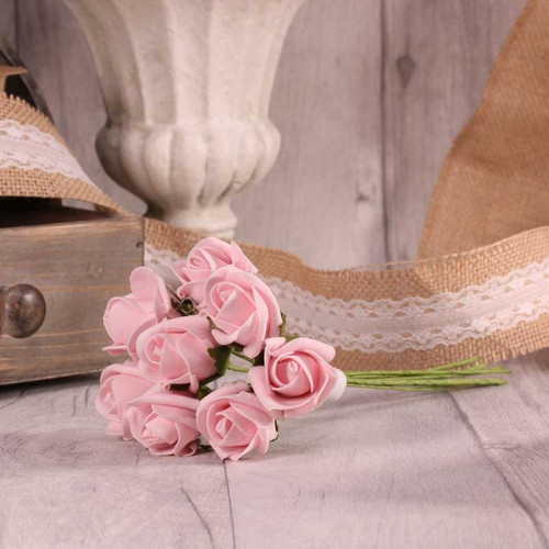 Bunch of 8 Baby Pink Foam Tea Rose Bud Bunch of 8 Baby Pink Foam Tea Rose Bud
