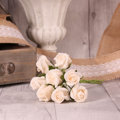 Bunch of 8 Ivory Foam Tea Rose Bud Bunch of 8 Ivory Foam Tea Rose Bud