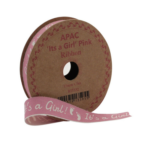 Its a Girl Pink Ribbon 15mm Its a Girl Pink Ribbon 15mm