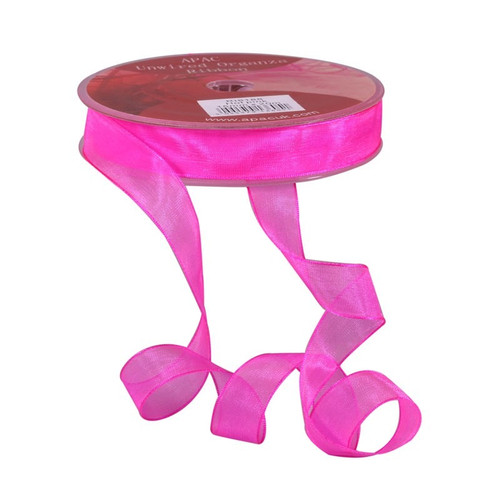 Shocking Pink Woven Edge Organza 15mm Shocking Pink Woven Edge Organza 15mm