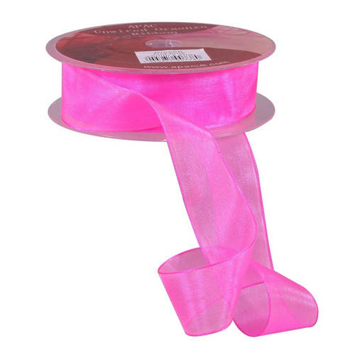 Shocking Pink Woven Edge Organza 25mm Shocking Pink Woven Edge Organza 25mm