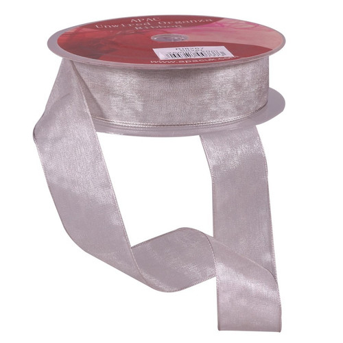 Silver Woven Edge Organza 25mm