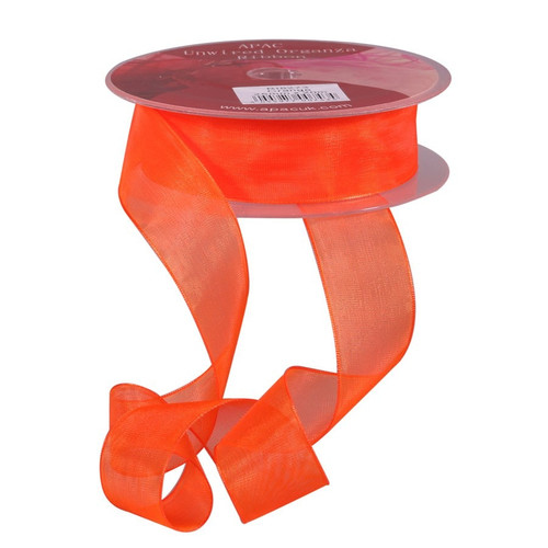 Orange Woven Edge Organza 25mm