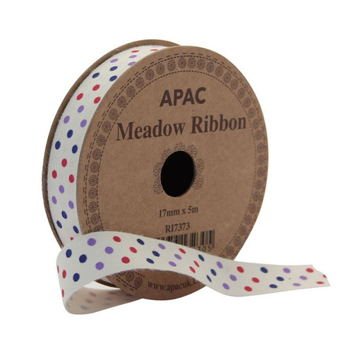17mm Dots Red, Lilac & Navy Ribbon 17mm Dots Red, Lilac & Navy Ribbon
