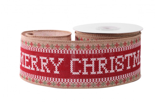 Merry Christmas Cross Stitch Ribbon (63mm x 10yds) Merry Christmas Cross Stitch Ribbon (63mm x 10yds)
