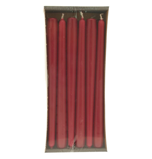 Dark Red Taper Candles Pk12 (250 x 23mm)