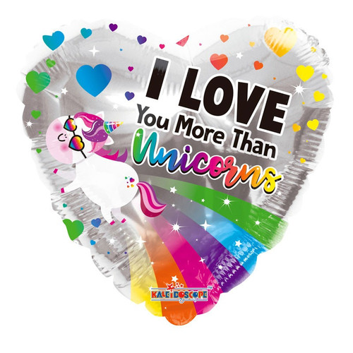 18" I Love You More than Unicorns Balloon