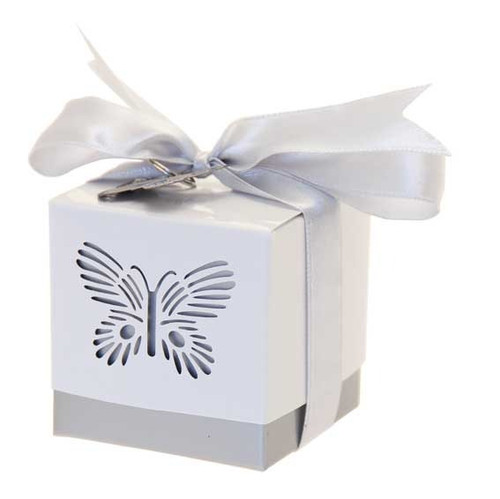Silver Laser Cut Butterfly Favour Boxes (x5) Silver Laser Cut Butterfly Favour Boxes (x5)