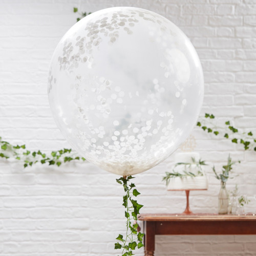 Large White Confetti Filled Balloons