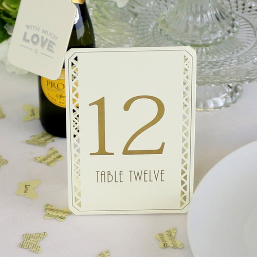 Gold and Ivory Paper Table Numbers Gold and Ivory Paper Table Numbers