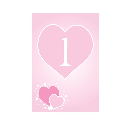 Pink Hearts Table Numbers Pink Hearts Table Numbers